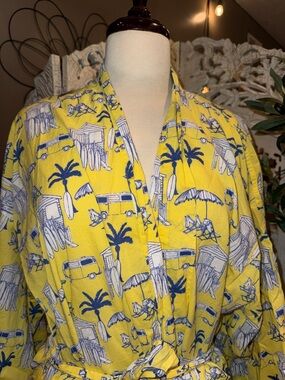 Yellow Beach-Print Cotton Robe